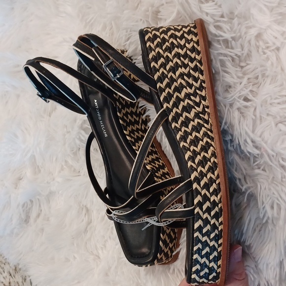 Antonio Melani Hazelle Strappy Woven Platform Wedge Espadrille Sandals Size 10 - Picture 1 of 14